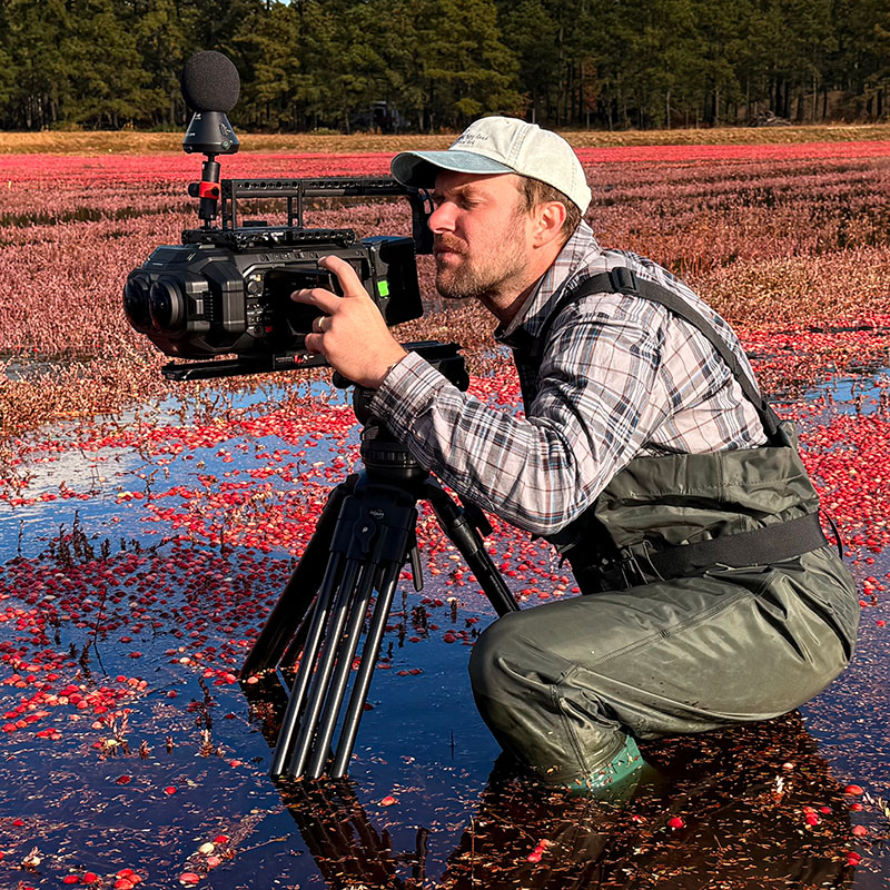 Journalism students using headsets